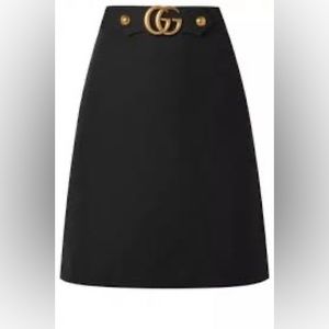 Gucci black marmont skirt belt crepe size 40